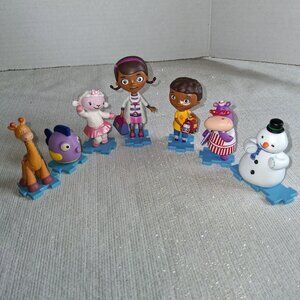 LOT of 7 Disney “Doc McStuffins” PVC Figures Toys puzzle base Lamb Chilly Fish